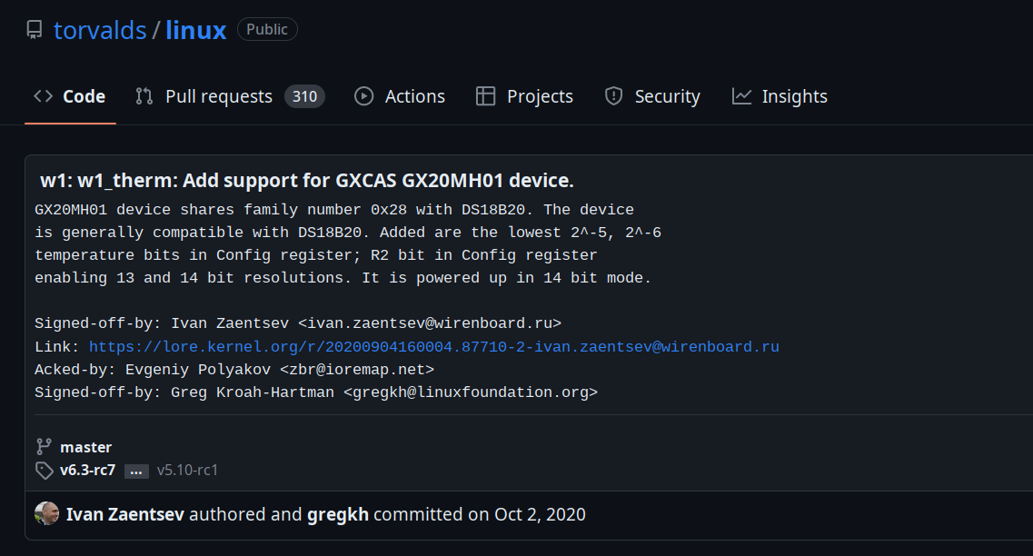 Описание нашего патча в ядро Linux, который добавляет поддержку датчика GX20MH01